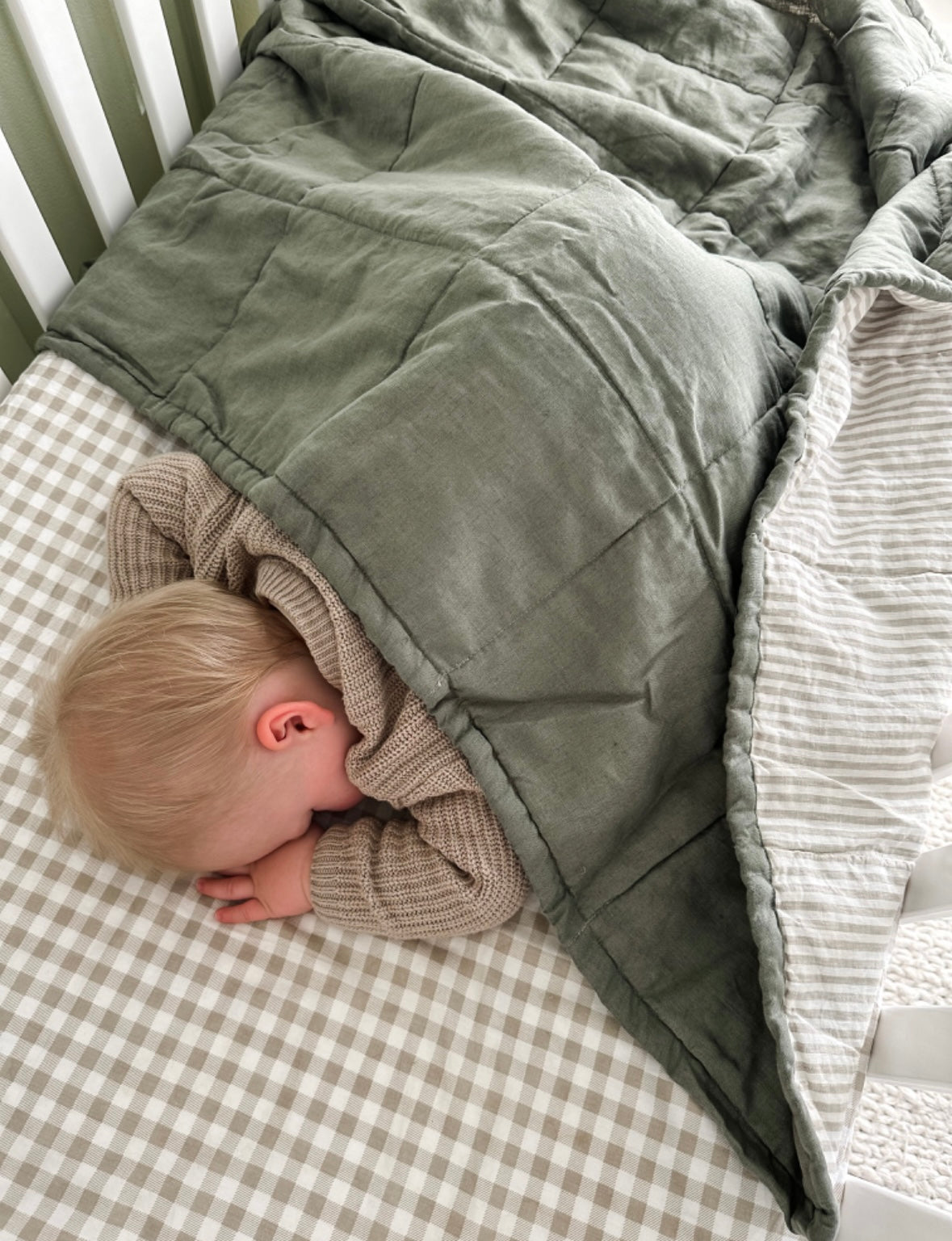 Khaki & Natural Stripe Linen Quilt
