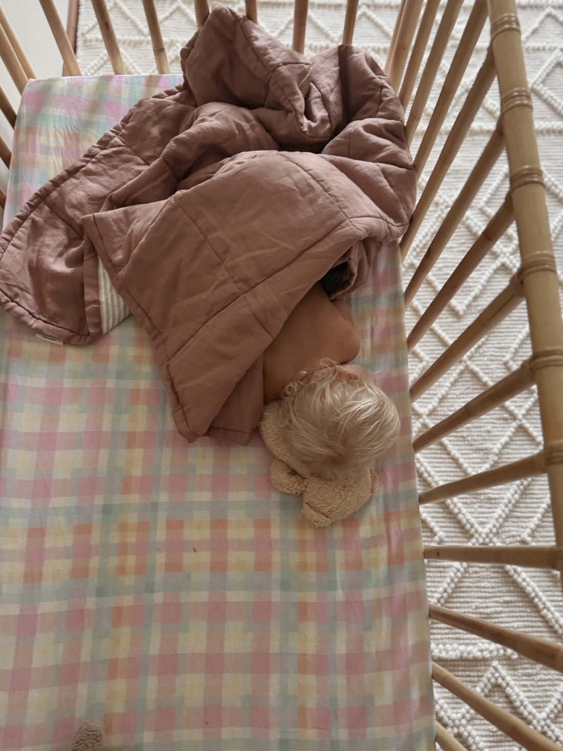 Blush & Natural Stripe Linen Quilt