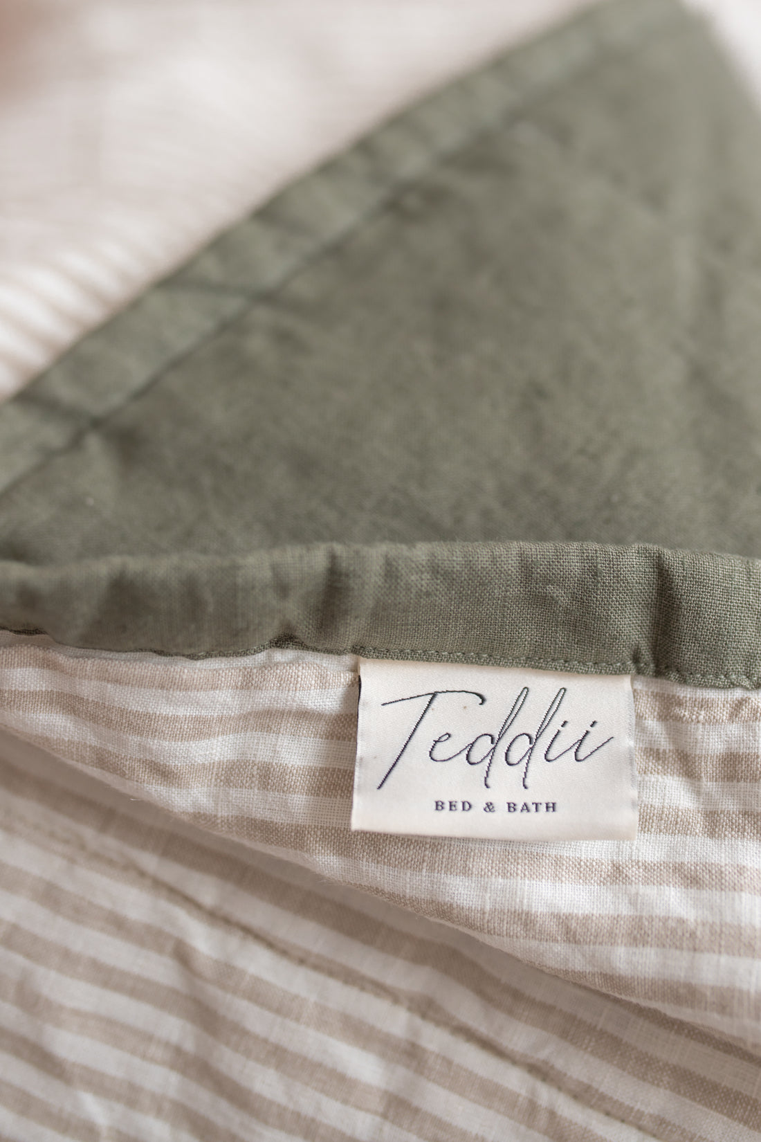 Khaki & Natural Stripe Linen Quilt
